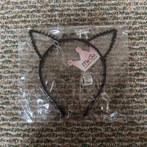 NEW Me Oui Rhinestone Studded Cat Ears Headband - Black